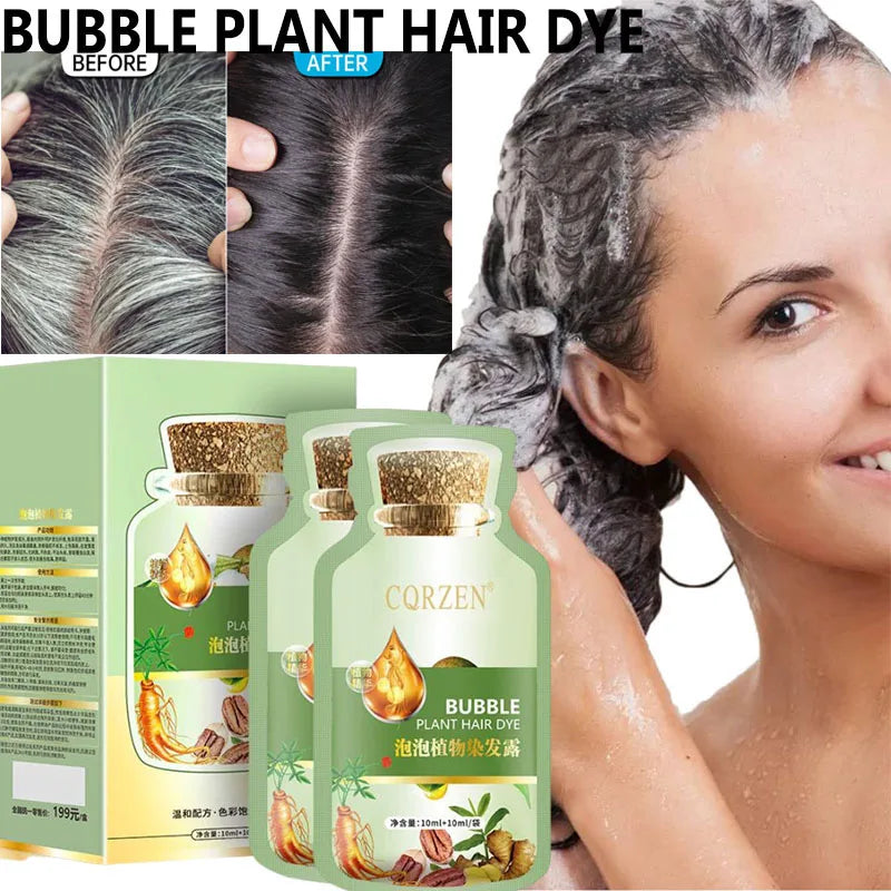 Shampoo de tintura de cabelo de ervas naturais puro, 5 minutos, mudança de cor do cabelo, reparação não irritante, cinza, branco, moda, cuidados com o cabelo, mulheres e homens