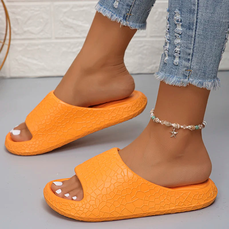 Verão moda eva chinelos para mulheres listrado sola macia nuvem slides sandálias planas mulher antiderrapante banheiro casa flip flops